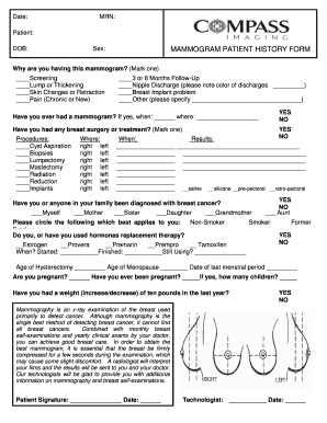 Mammogram Compass Online Form