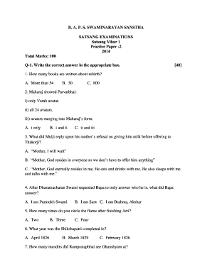 Bal Satsang Exam  Form