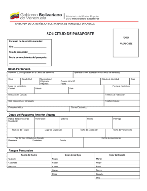 Solicitud De Pasaporte  Form