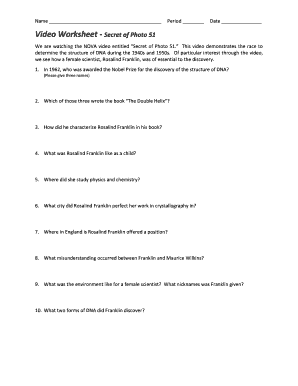 Video Worksheet Secret of Photo 51 Answer Key PDF  Form