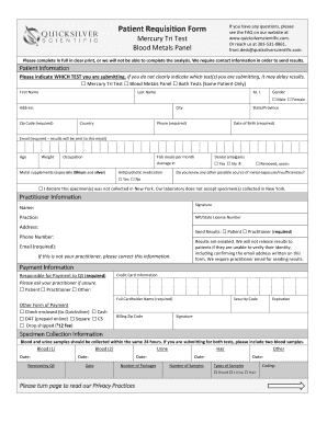 Patient Requisition Form Quicksilver Scientific