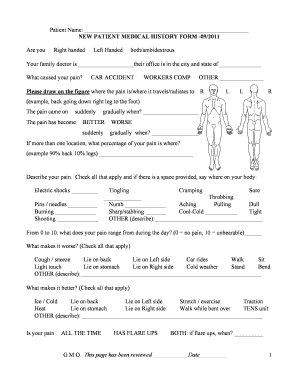 Patient Name NEW PATIENT MEDICAL HISTORY FORM 092011