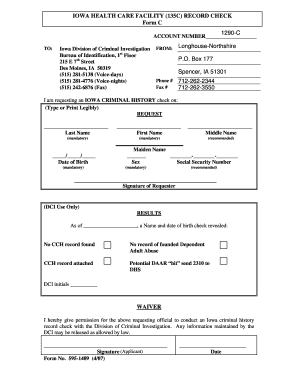 Get and Sign IOWA HEALTH CARE FACILITY 135C RECORD CHECK Form C