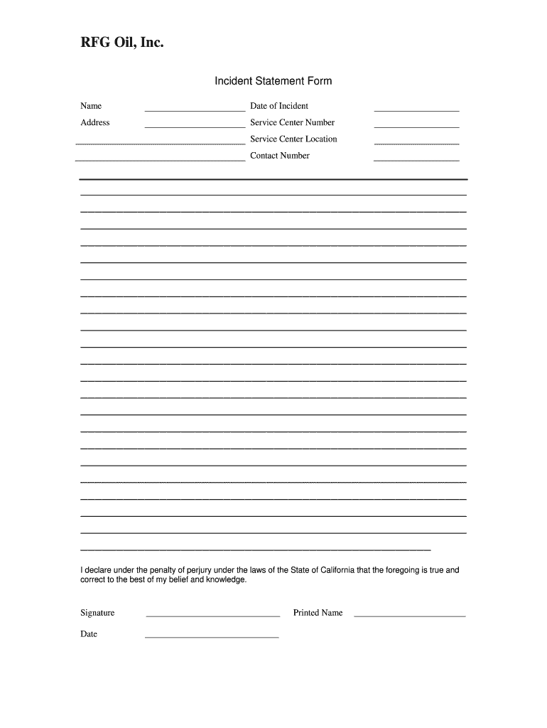 Incident Statement Template  Form