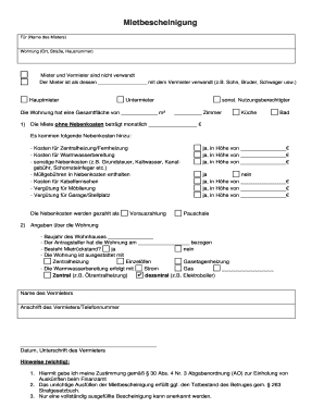 Mietangebot Formular PDF