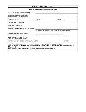Business License Application Form Fiji