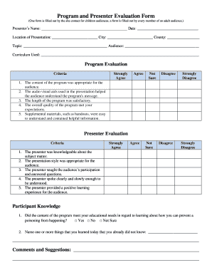 Presenter Evaluation Form