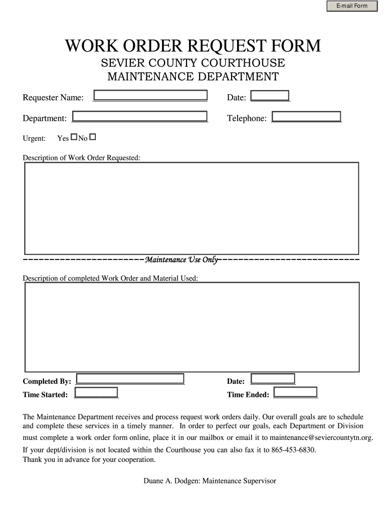 Maintenance Work Order  Form