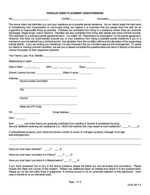 Is RL 06 F 2 Parole Home Placement Questionnairedocx  Form