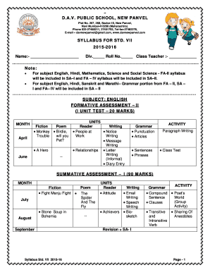 Dav Public School Syllabus 23  Form