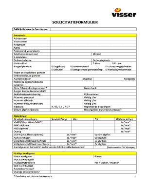 Sollicitatieformulier