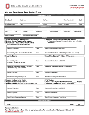 Course Enrollment Permission Form