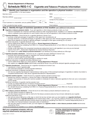 Schedule REG 1 C, Cigarette and Tobacco Products Information Tax Illinois