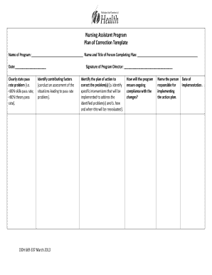 Plan of Correction Template  Form