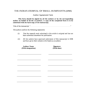 Author Agreement Template  Form