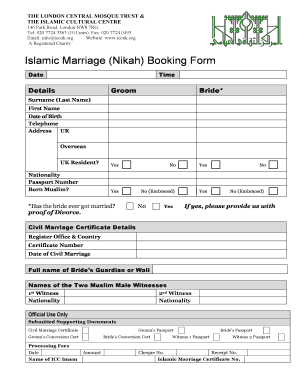 Nikah Form Uk