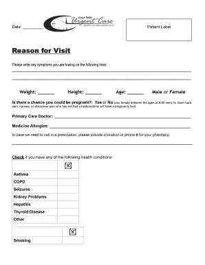 New Patient Packet Greater Mobile Urgent Care  Form