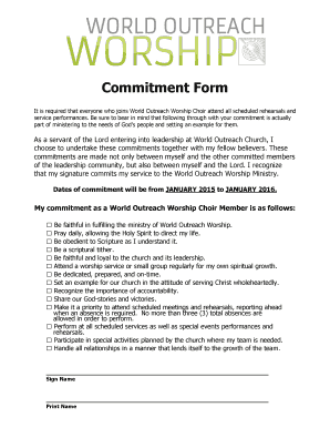 Get and Sign Choir Commitment Form