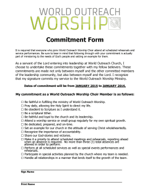 Choir Commitment Form