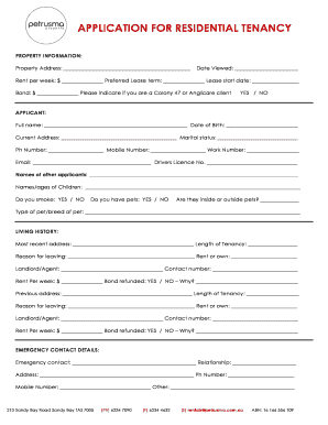 Petrusma Rental Application  Form