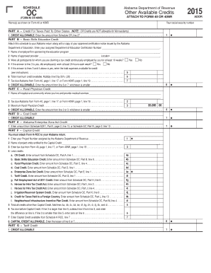 SCHEDULE OC FORM 40 or 40NR *150009OC* Alabama Department of Revenue Other Available Credits ATTACH to FORM 40 or 40NR Names as 