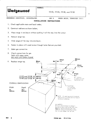 Wedgewood Stove Manual PDF  Form