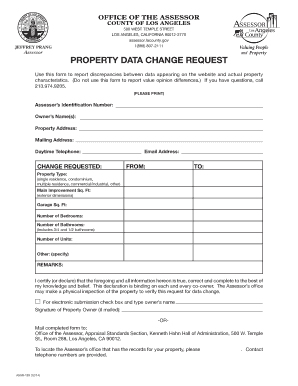 Property Data Change Request Los Angeles County Assessor Assessor Lacounty  Form