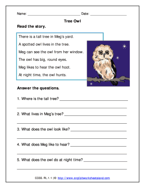 Tree Owl Read the Story English Worksheets Land  Form