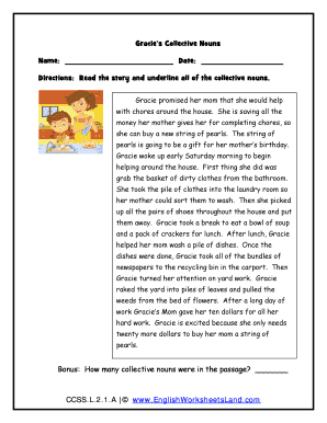 Short Story with Nouns PDF  Form
