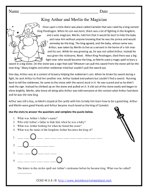 King Arthur Vocabulary  Form