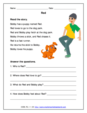 Fiction Story Reading Comprehension Grade One  Form