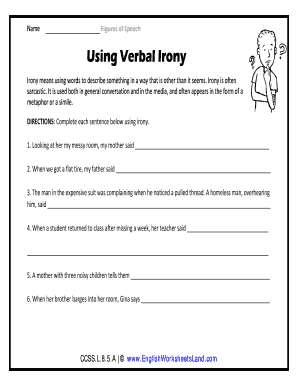 Sarcasm Worksheets PDF  Form