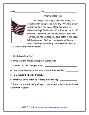 American Flag Worksheet  Form