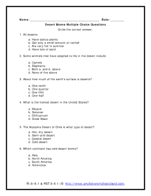 Biomes Worksheet PDF Answer Key  Form