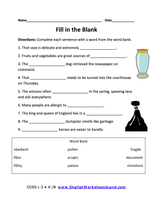 Fill in the Blanks PDF  Form