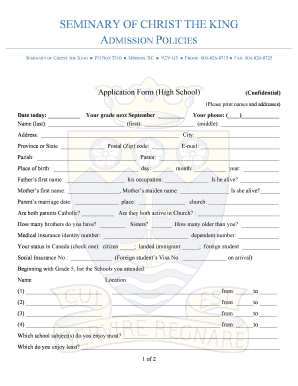 Seminary Application Form