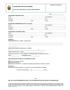 Solicitud De Licencia De Obra Menor Pilar De La Horadada Pilardelahoradada  Form