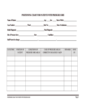 POSITIONING CHART for PATIENTS with PRESSURE SORE IFEET Ifeet  Form