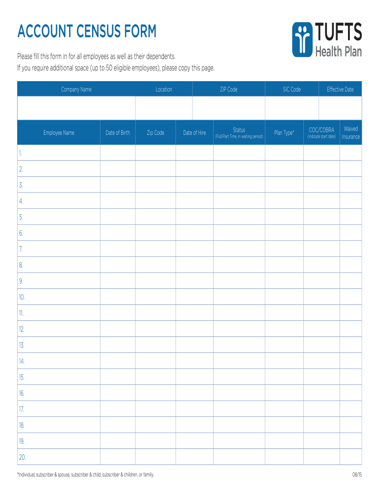  Account Bcensus Formb Tufts Health Plan 2015-2024