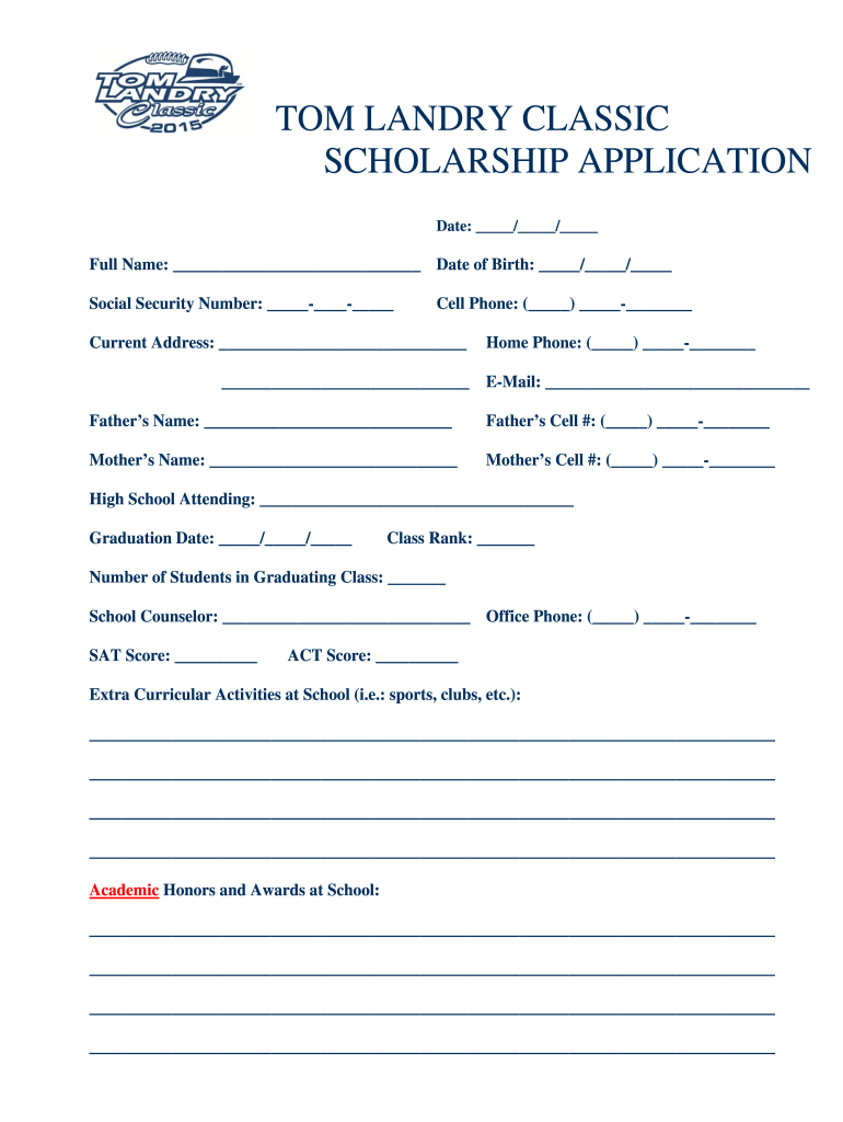  Tom Landry Classic Scholarship 2016-2024