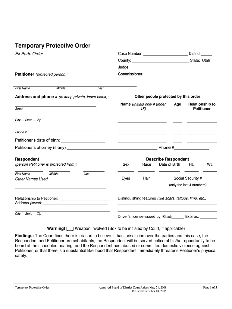  Utah Protective Order Form 2015