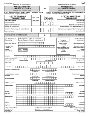 Learner Licence Application Form PDF