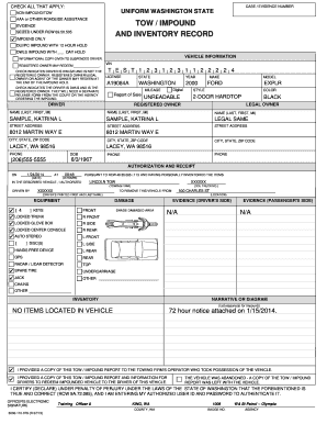 Uniform Washington State Tow Impound