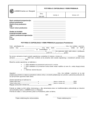 Potvrda O Zaposlenju Primjer Form