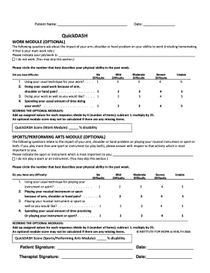 Quickdash PDF  Form
