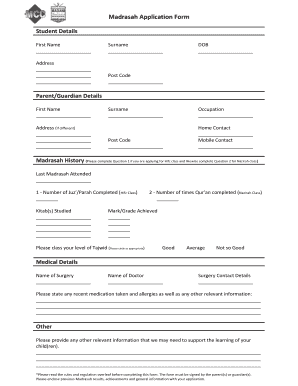 Madrasah Application Form