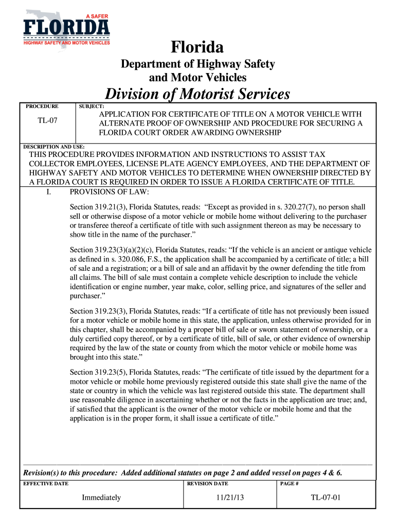 Procedure Tl 07  Form