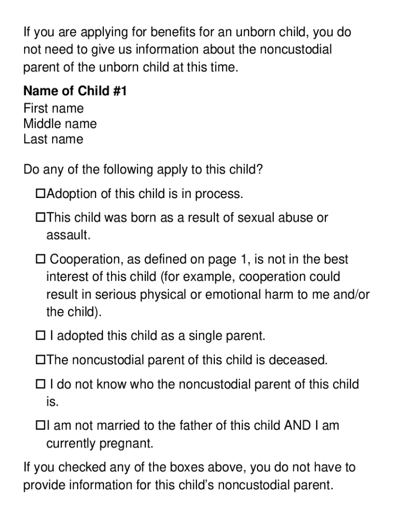 Non Custodial Parent Form