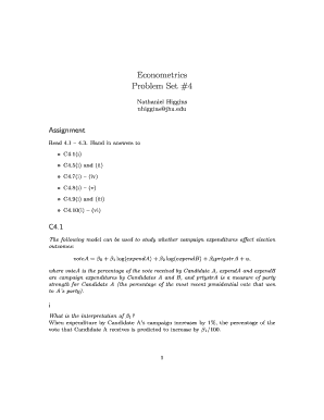 Econometrics Problem Set 4 Nathaniel Higgins  Form