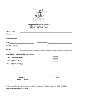 Vehicle Delivery Form